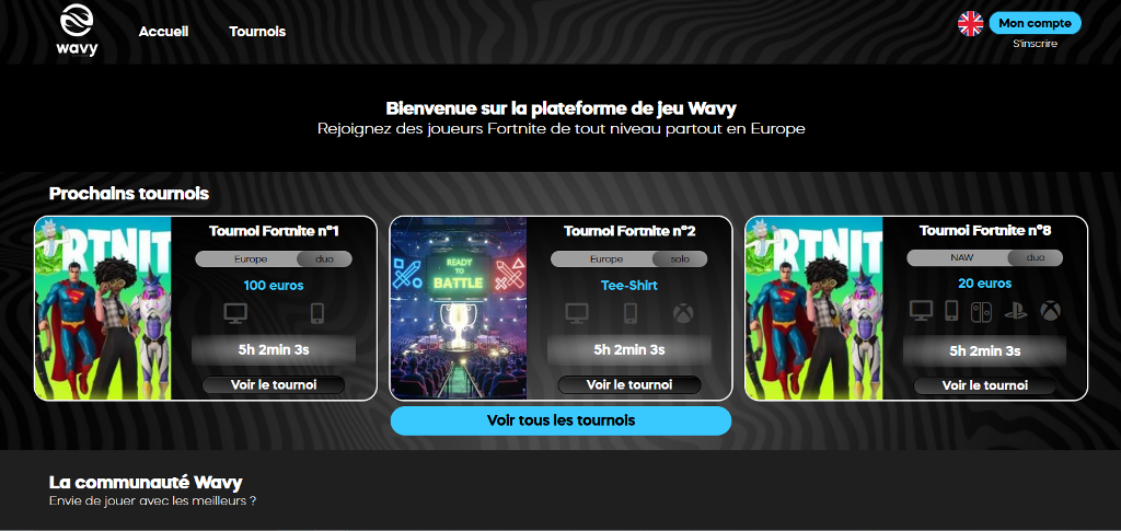 developpement site Wavy Fornite